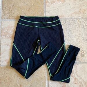 Zella Polka Dot w/ Mesh Panel Leggings Womens Activewear Black Size M Yoga